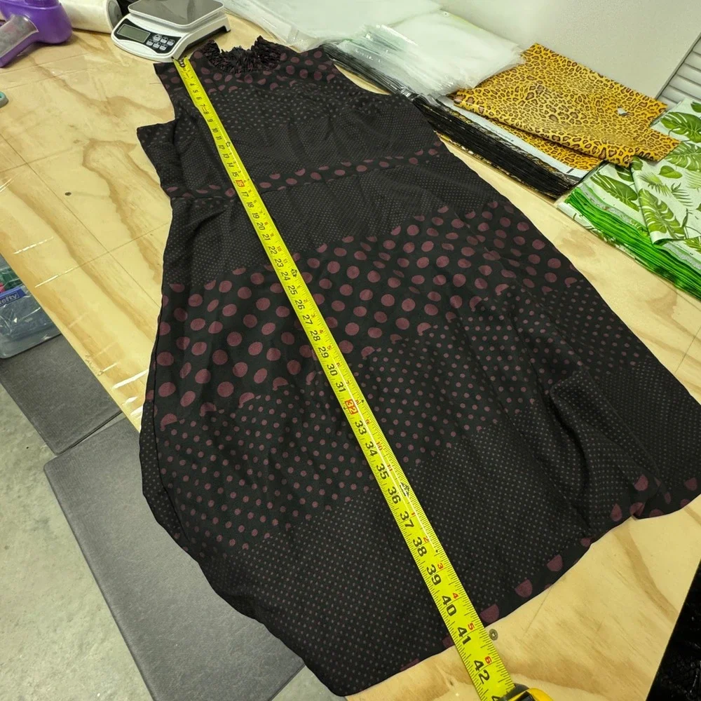 Who What Wear Dark Polka Dot Sleeveless Midi‎ Dress XXL Smocked  Whimsical Retro